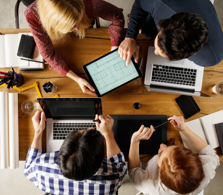 A group of people working together