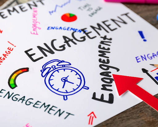 A poster with the word engagement written on it 