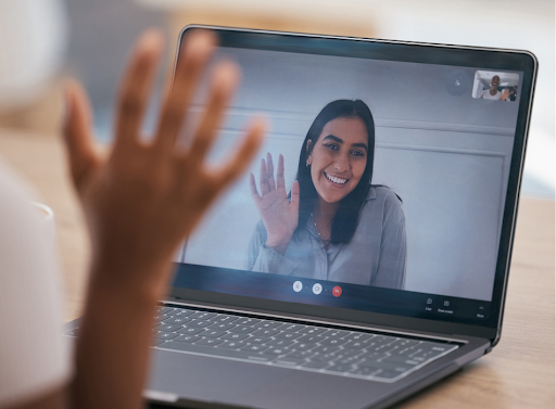 High school alumnus mentoring a student through a virtual call