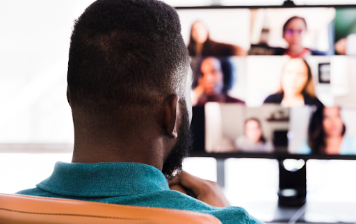 Alumni participating in a virtual networking event hosted by their past school.