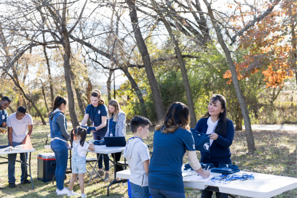 At a Community Event with many volunteers